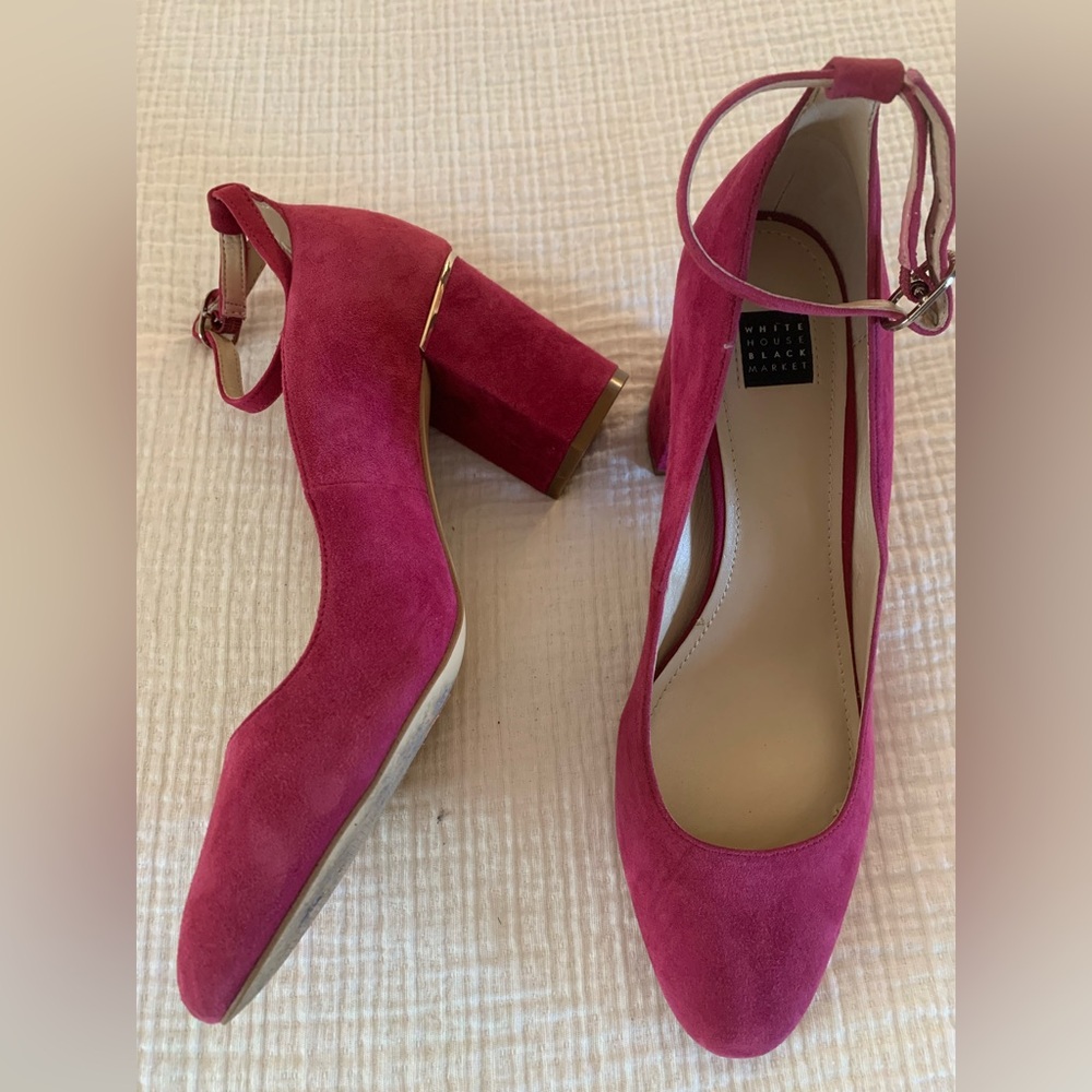White House Black Market Fuchsia Block Heels